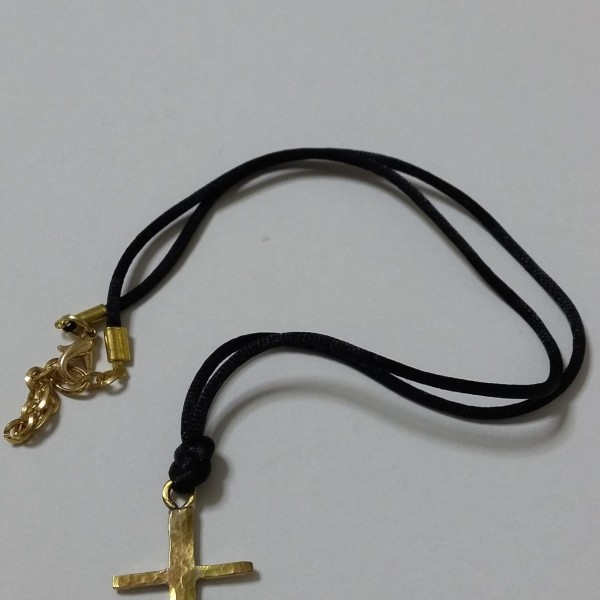 ΚΜΠ032-Κολιέ  χειροποίητος σφυρίλατος σταυρός από ορείχαλκο